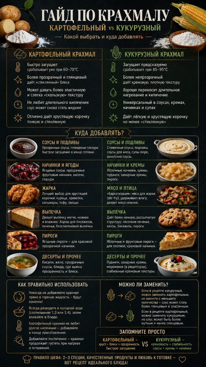 Краткая памятка: Картофельный и кукурузный крахмал